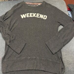 Royce Brand Womens Weekend Graphic Sweatshirt Gray Long Sleeve Pullover Size L
